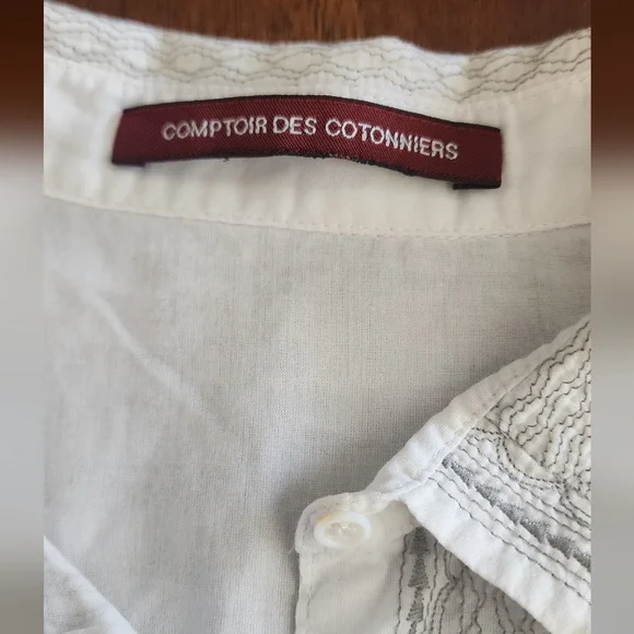 Comptoir Des Cotonniers White Embroidered Cotton Button-Up Top - Picture 5 of 5